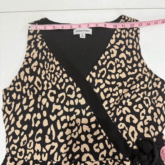 Shelby & Palmer Asymmetrical Dress Side Tie Animal Print Black/Tan Women’s Sz S - Picture 4 of 13
